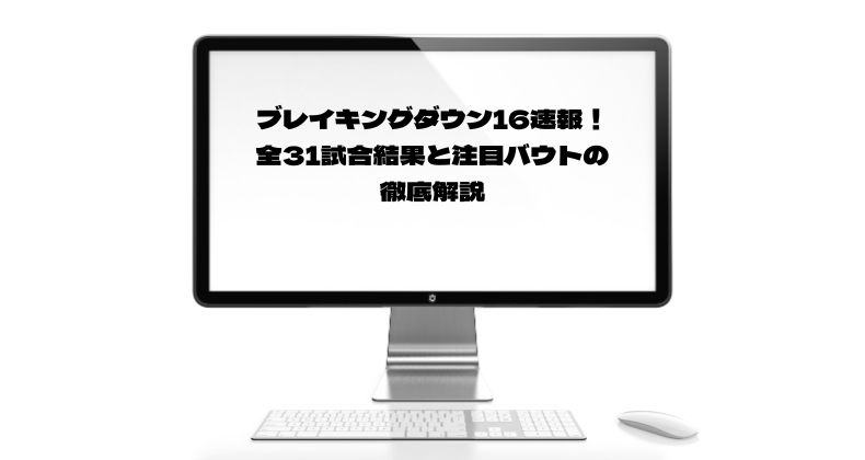 ブレイキングダウン16速報！全31試合結果と注目バウトの徹底解説